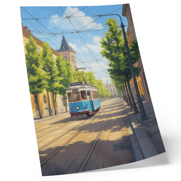 Dekorativni plakat Tramvaj Sunčane ulice zeleno-plavo