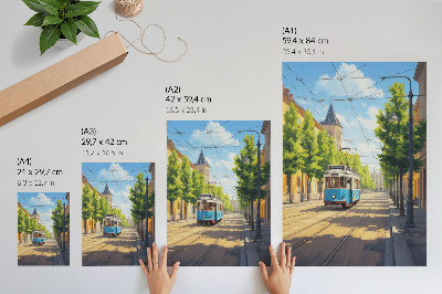 Dekorativni plakat Tramvaj Sunčane ulice zeleno-plavo