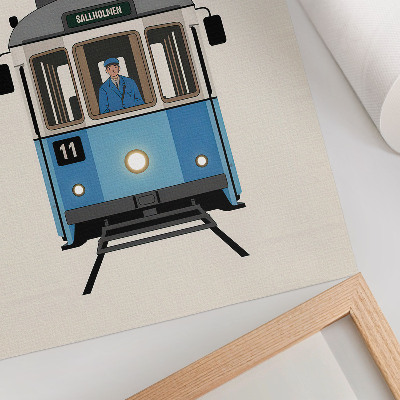 Tisak na platno Retro tramvaj u minimalističkom stilu
