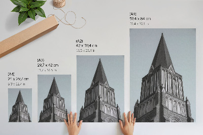Dekorativni plakat Visoki gotički toranj s maloprodajnim objektom