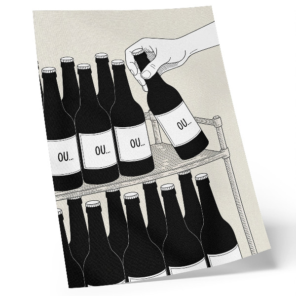 Tisak na platno Crno-bijela ruka s bocom, minimalistička ilustracija