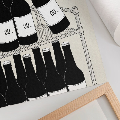 Tisak na platno Crno-bijela ruka s bocom, minimalistička ilustracija