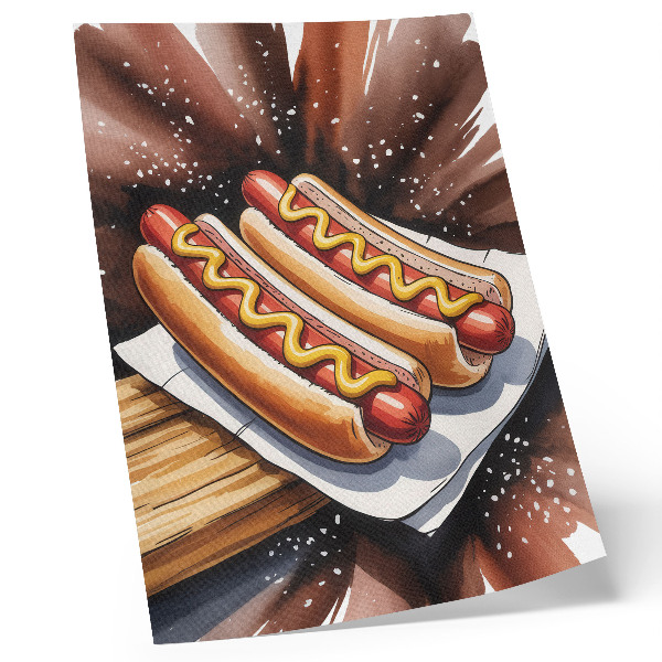 Dekorativni plakat Ukusni hot dogovi u veseloj, modernoj atmosferi