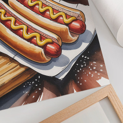 Dekorativni plakat Ukusni hot dogovi u veseloj, modernoj atmosferi