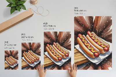 Dekorativni plakat Ukusni hot dogovi u veseloj, modernoj atmosferi