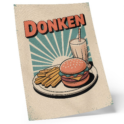 Tisak na platno Burger i pomfrit s retro pozadinom