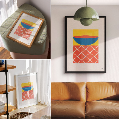 Tisak na platno Žuta plava crvena geometrijska kompozicija
