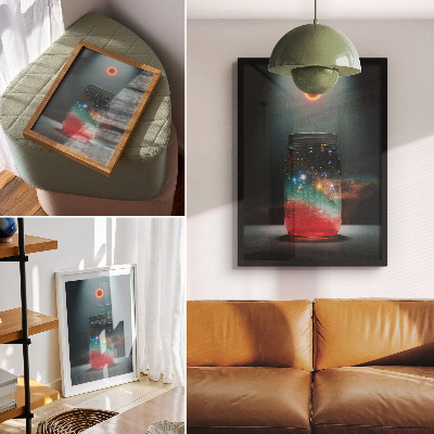 Zidni plakat Svemirska staklenka sa šarenim svemirskim svjetlima