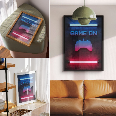 Plakat Dinamika sviraće podloge s neonskim piksel natpisom