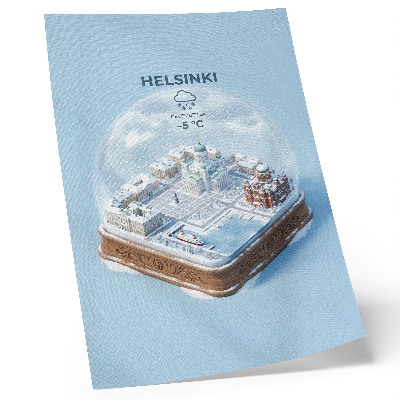 Zidni plakat Minijaturni Helsinki u snježnoj kugli