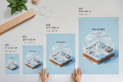 Zidni plakat Minijaturni Helsinki u snježnoj kugli