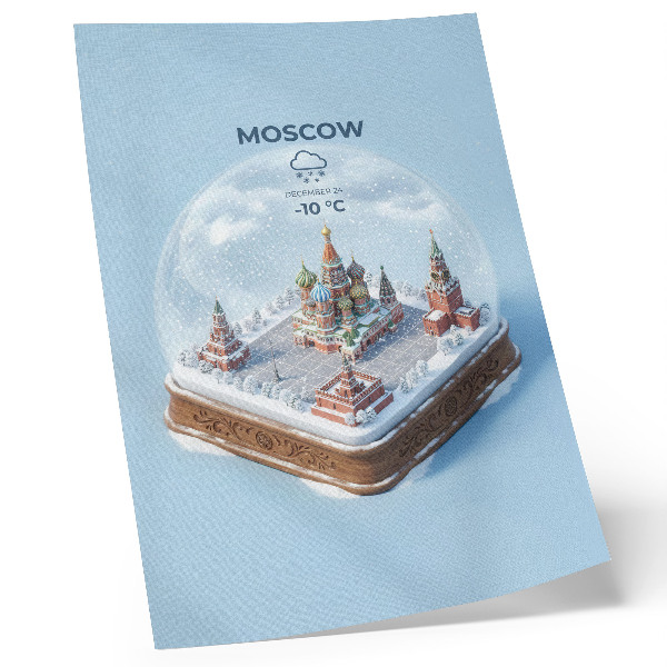 Zidni plakat Minijaturna Moskva u zimskoj snježnoj kugli