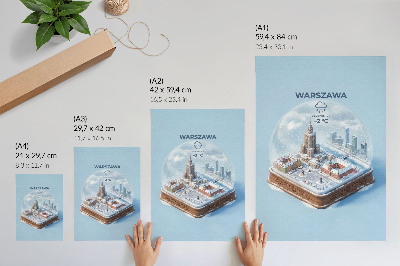 Plakat Varšavska zimska staklena kugla snježna arhitektura