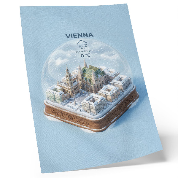 Dekorativni plakat Minijaturna panorama Beča u staklenoj kugli