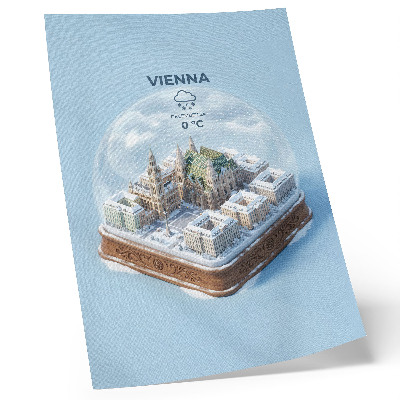 Dekorativni plakat Minijaturna panorama Beča u staklenoj kugli