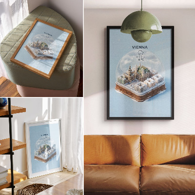 Dekorativni plakat Minijaturna panorama Beča u staklenoj kugli