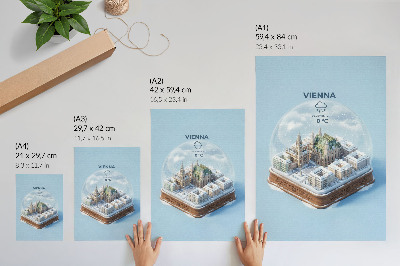 Dekorativni plakat Minijaturna panorama Beča u staklenoj kugli
