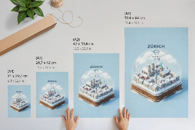 Dekorativni plakat Grad u staklenoj kugli zimska snježna arhitektura