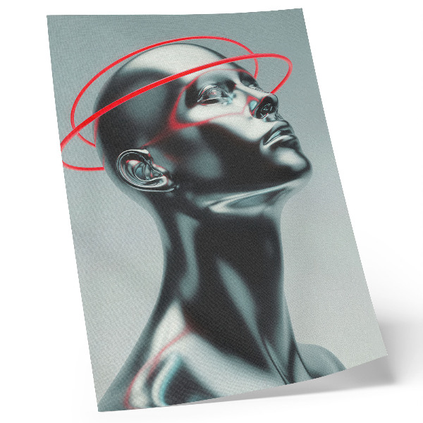 Zidni plakat Futuristička skulptura modernosti crveno-siva