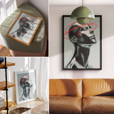Zidni plakat Futuristička skulptura modernosti crveno-siva