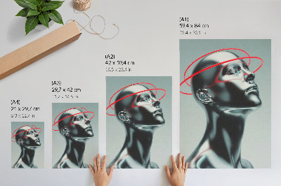 Zidni plakat Futuristička skulptura modernosti crveno-siva