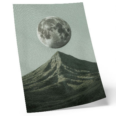 Plakat Mjesec iznad planine, zelene nijanse, tajanstveni krajolik