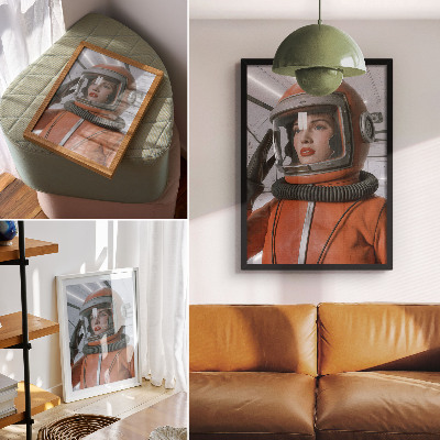 Tisak na platno Svemirska figura u svemirskom odijelu narančaste modernosti