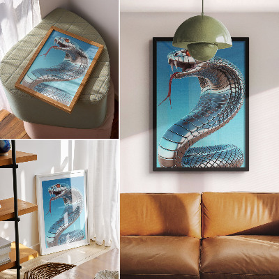Zidni plakat Metalik zmijski plava pozadina crveni intenzitet