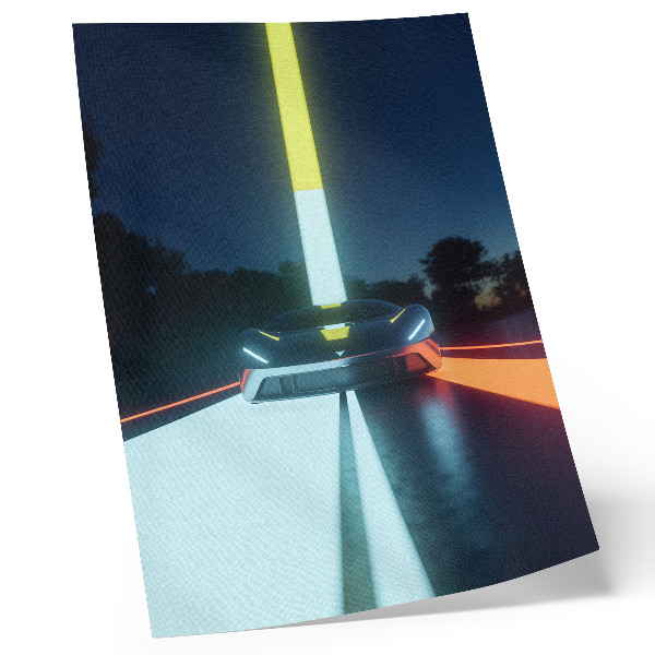 Dekorativni plakat Dinamične linije futurističkog automobila noću