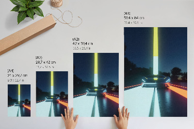 Dekorativni plakat Dinamične linije futurističkog automobila noću