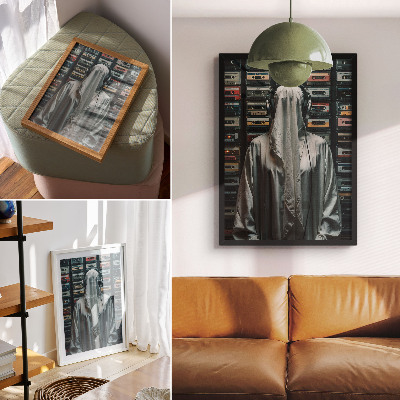 Dekorativni plakat Figura u bijelom ispred zida od kaseta
