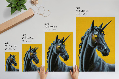 Plakat Jednorog na žutoj pozadini, magičan i tajanstven