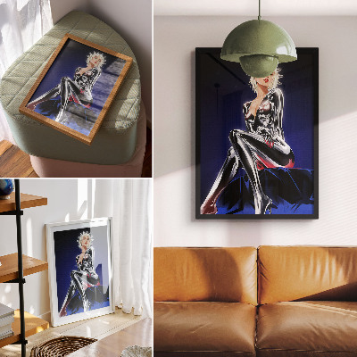 Plakat Futuristička figura, sjajni elementi, intenzivne boje