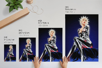 Plakat Futuristička figura, sjajni elementi, intenzivne boje