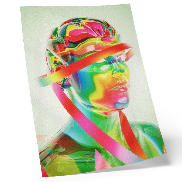 Dekorativni plakat Šareni valovi na futurističkoj figuri