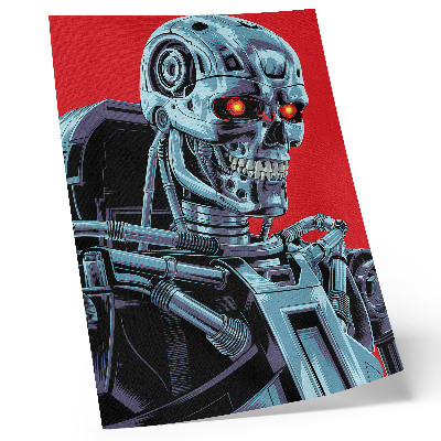 Plakat Futuristički robot na crvenoj pozadini