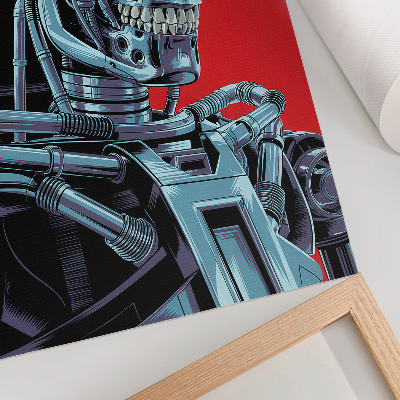 Plakat Futuristički robot na crvenoj pozadini