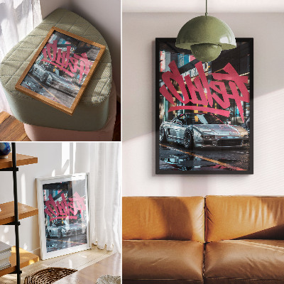 Zidni plakat Grafiti sportskih automobila, moderna atmosfera gradskog života
