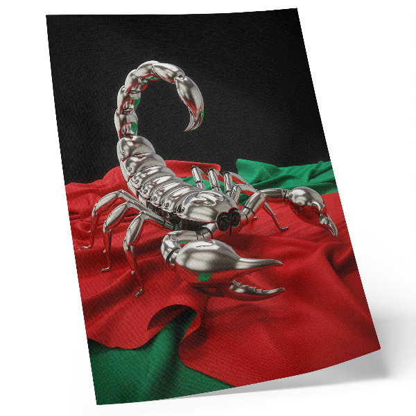 Plakat Metalni škorpion na šarenoj tkanini