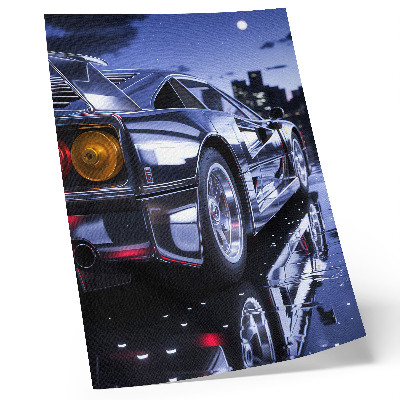 Dekorativni plakat Sportski automobil grad noću svijetli prednja svjetla