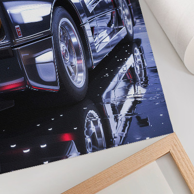 Dekorativni plakat Sportski automobil grad noću svijetli prednja svjetla