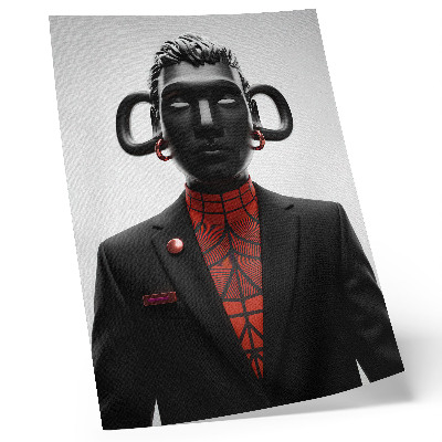 Zidni plakat Futuristički dizajn s crno-crvenim motivom