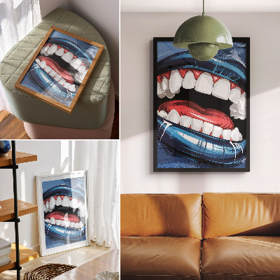 Dekorativni plakat Intenzivne boje usana kontrastiraju dinamičan stil