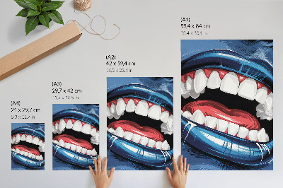Dekorativni plakat Intenzivne boje usana kontrastiraju dinamičan stil