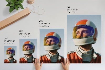 Plakat Figura u svemirskoj kacigi, futuristička atmosfera