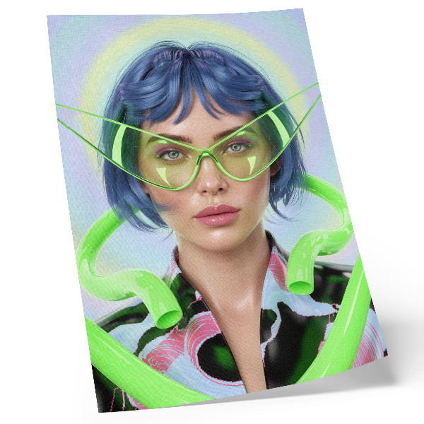 Dekorativni plakat Futuristički portret žene s energijom boje