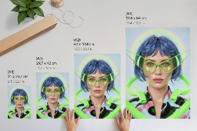 Dekorativni plakat Futuristički portret žene s energijom boje