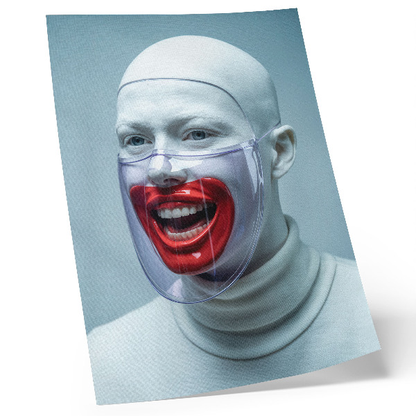 Plakat Moderno lice u maski ostakljeno crveno lice.