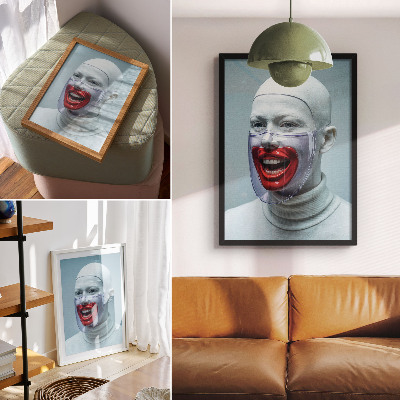 Plakat Moderno lice u maski ostakljeno crveno lice.