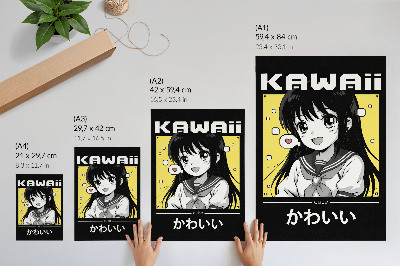 Zidni plakat Crne linije u manga stilu s žutim naglascima
